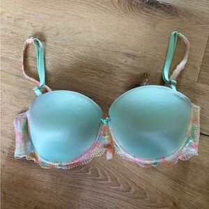 Victoria's Secret Aqua Bra with Pastel Lace